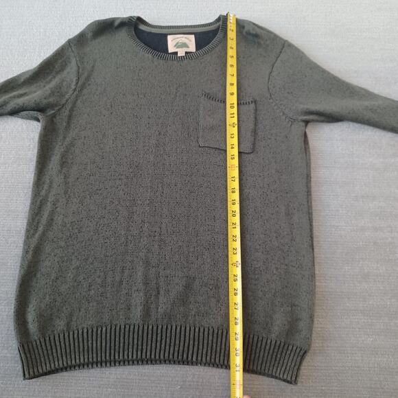 O'hanlon Mills Sweater Mens L Forrest Green Knit Crew Neck Chest Pocket Stretch - Picture 5 of 9
